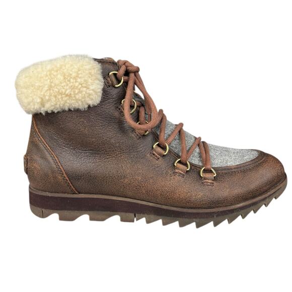 Sorel Women’s Harlow Distressed Leather Cuffed Winter Boot Size US 8 - Picture 1 of 10